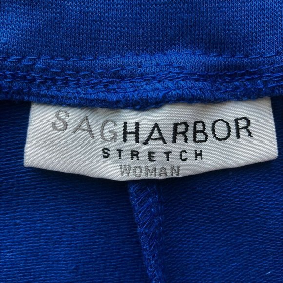 Sag Harbor Stretch Woman Pants Plus Sz 2X Blue Marina Elastic Waist Leg Graphic - Picture 11 of 12